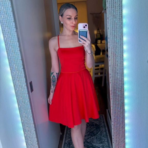 Eva Brazzi Coral/ Orange Satin Cocktail Dress - Picture 7 of 9